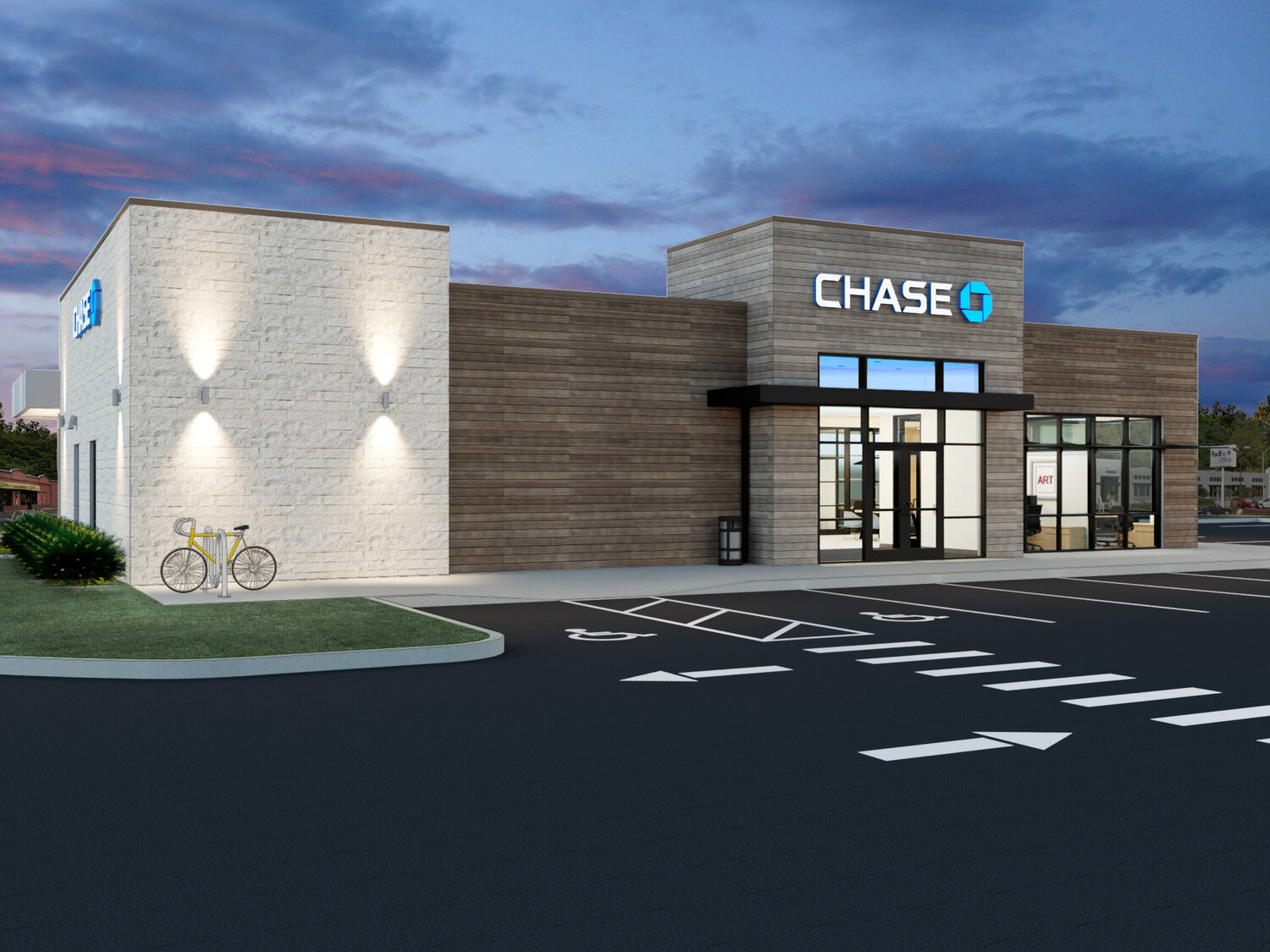 A rendering shows a prototype that many of Chase's new branches follow.